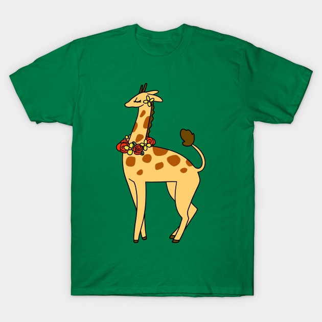 Flower Crown Giraffe T-Shirt by saradaboru